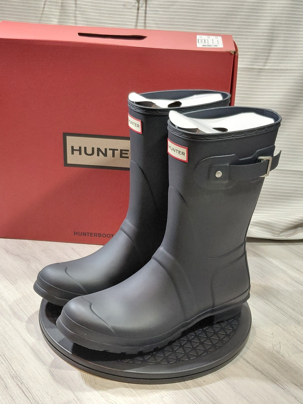 NEW Hunter Women Original Short Navy Blue Rain Boots 100% Waterproof Buckle W10